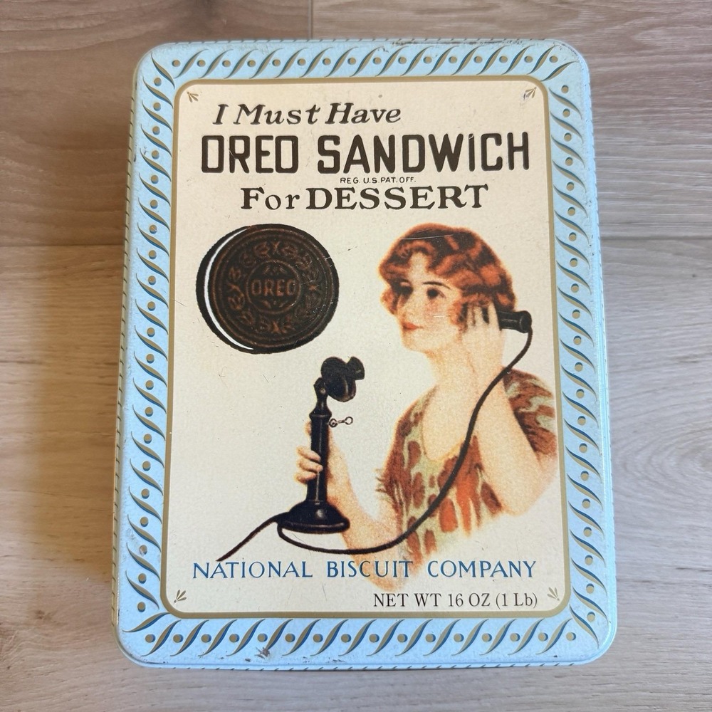 Vintage Oreo Cookie Tin 1986 Replica Of 1918 Ad